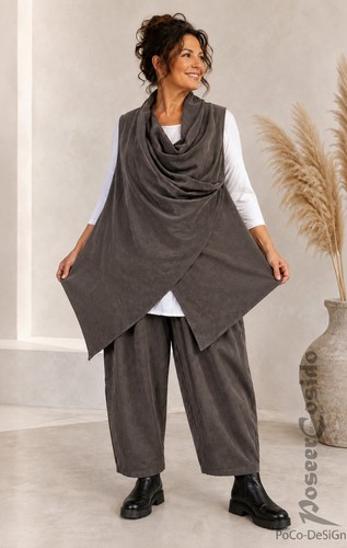 Lagenlook cord westen jacke - lagenlook,